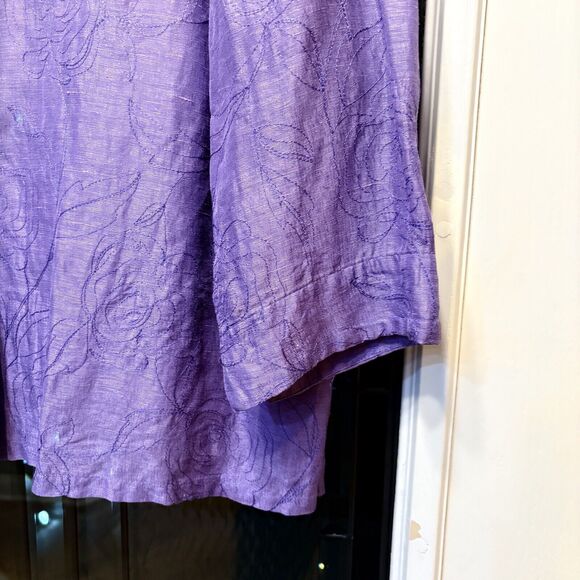 French Laundry Woman Purple Linen Silk Blend Button Up BlousePlus Size 2X - Picture 11 of 16